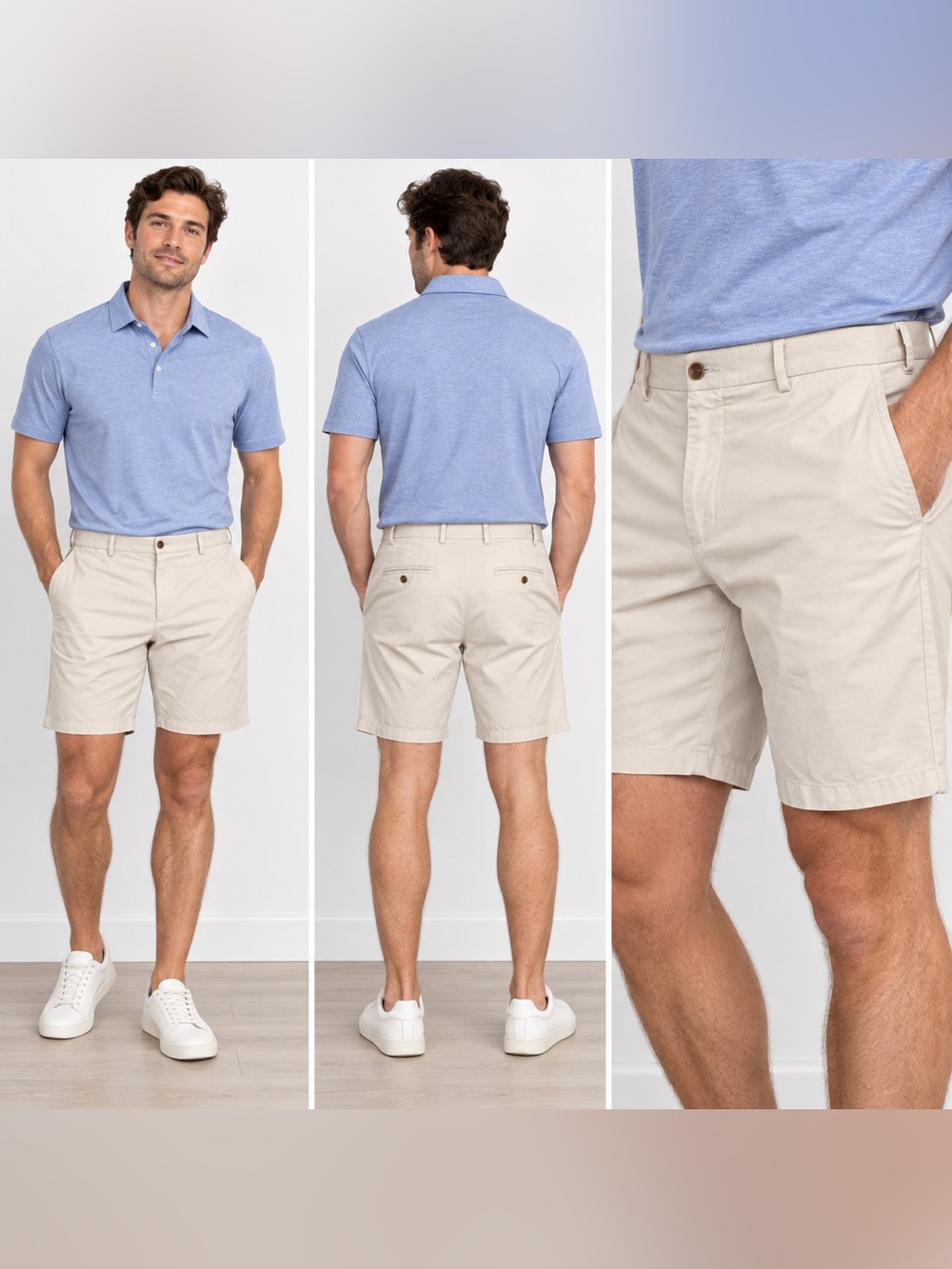 Peter Millar Men's Khaki Flat-Front Chino Shorts